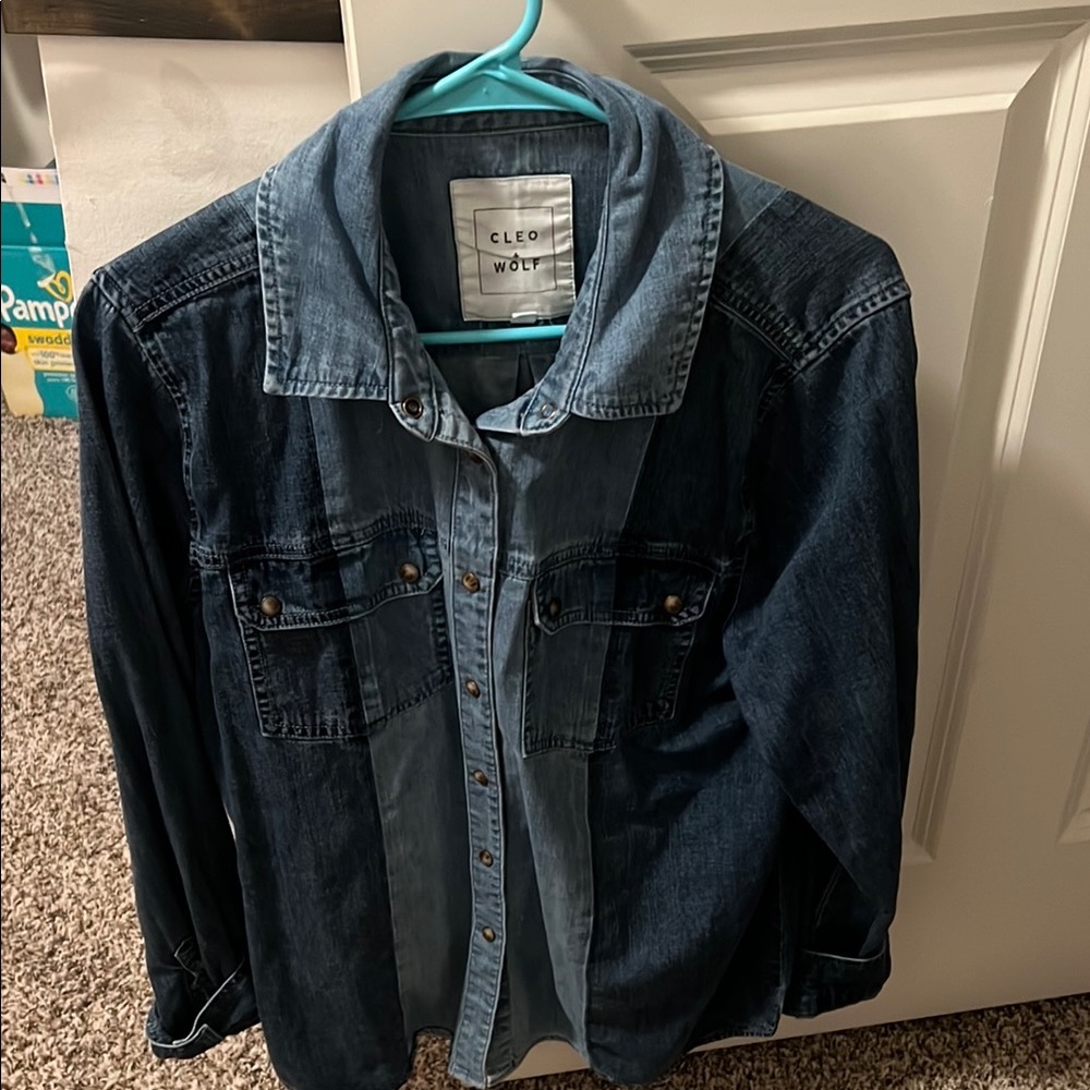 Cleo + Wolf Blue Denim Button Down Shirt